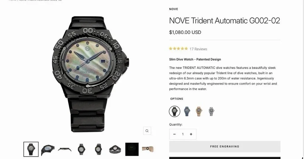 Nove Trident Automatic G002-02 46mm Black Watch